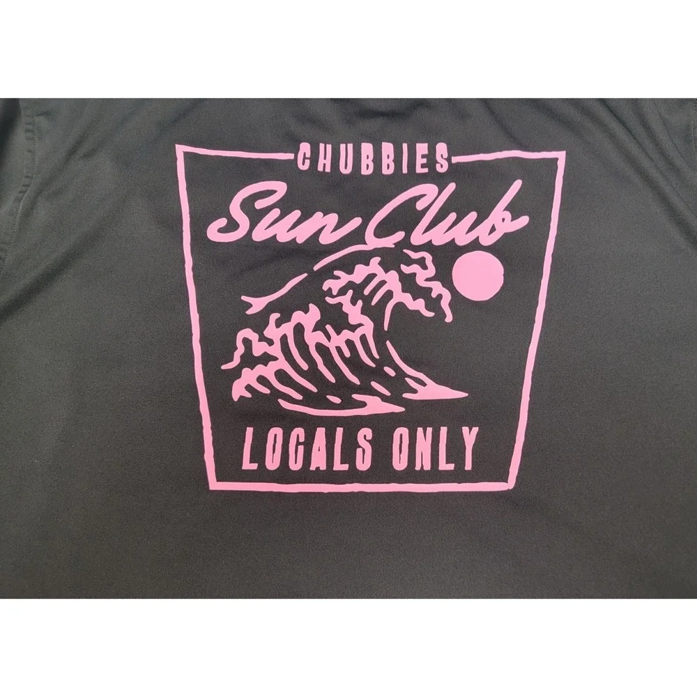 Chubbies Long Sleeve Black Swim Shirt UPF 50 Mens Size XL Sun Club Locals Only